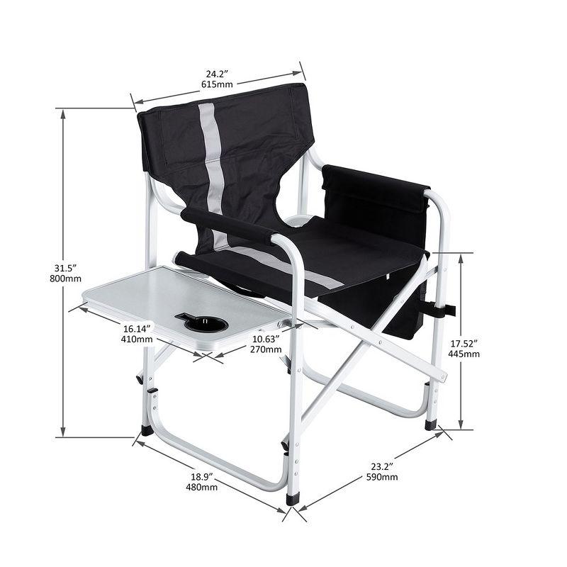 1 pcs Oversized Camping Chair With Storage Pocket, Side Table, Lightweight Aluminum Folding Chair, Collapsible Chair,black