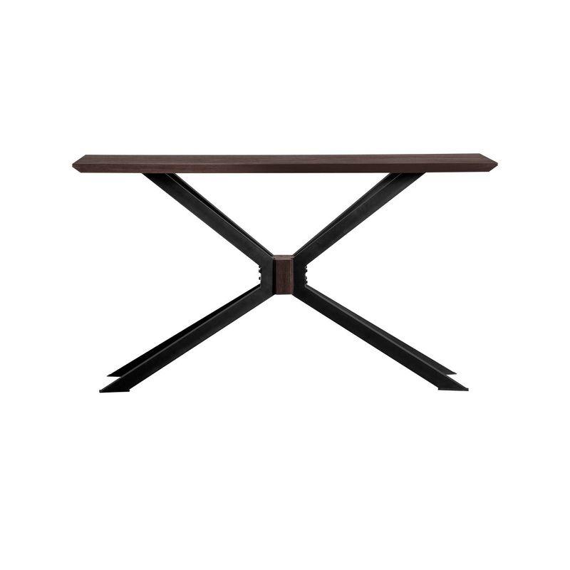 Mid-Century Modern Black and Brown Wood Console Table