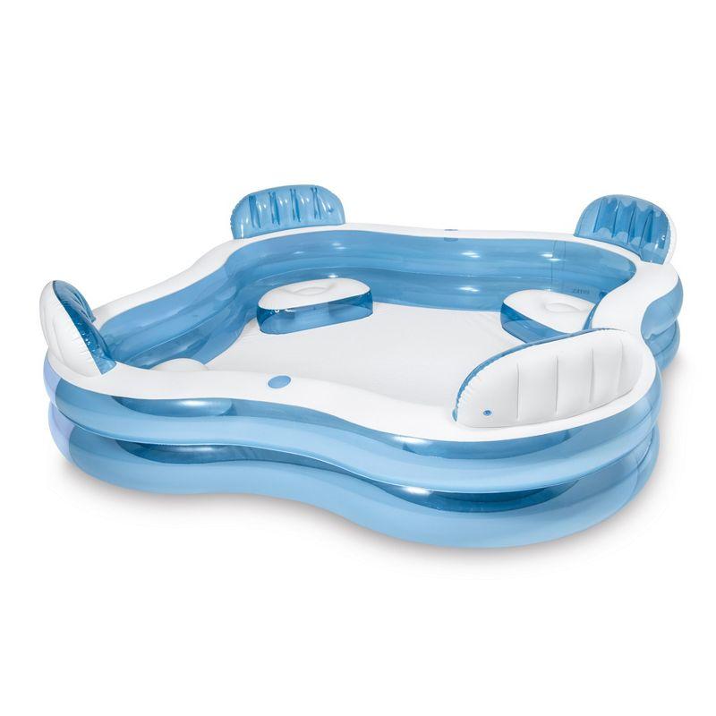 Blue and White Inflatable Family Lounge Pool with Seats