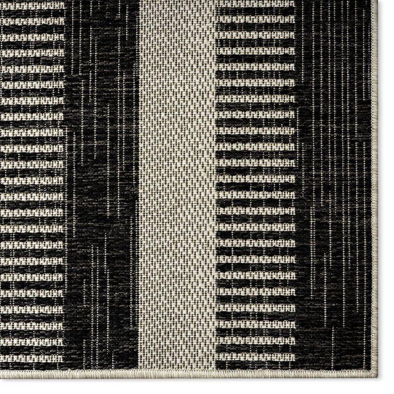 Nicole Miller New York Patio Country Charlotte Modern Striped Indoor/Outdoor Area Rug, Black/Grey