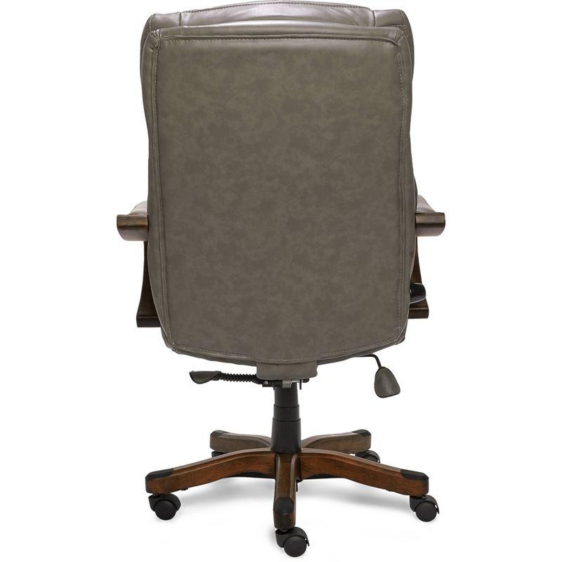 Big and Tall Executive Office Chair with Upgraded Wood Accents Mindset Gray - Serta: Bonded Leather, 350lb Capacity