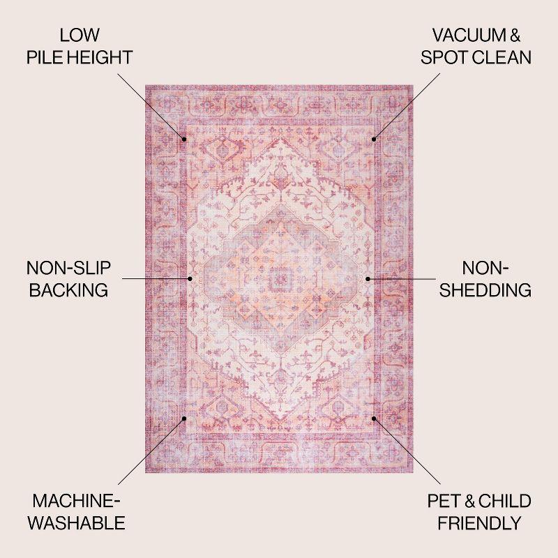 4' x 6' Alacati Ogee Medallion Machine Washable Indoor/Outdoor Area Rug, Red/Orange/Cream - JONATHAN Y
