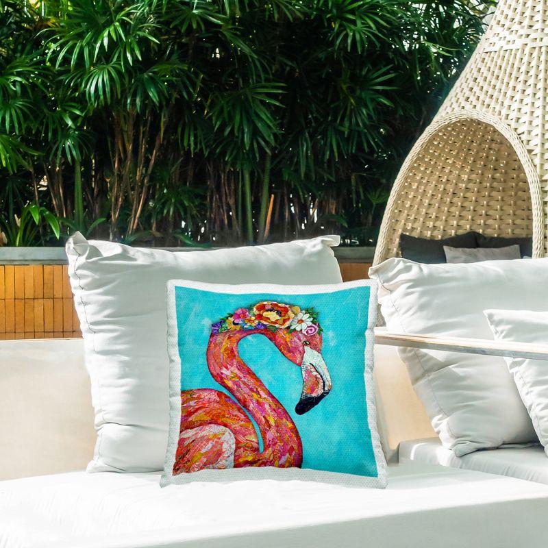 Bold Pink Flamingo Outdoor Printed Pillow, 18 x 18