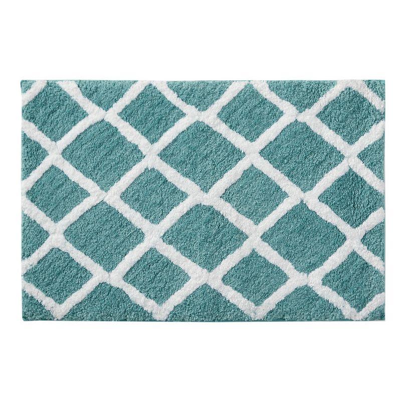 Aqua Reversible High Pile Tufted Microfiber Bath Rug