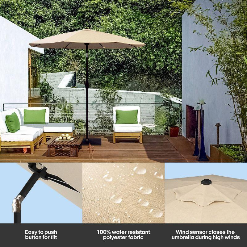 Tan 9' Outdoor Patio Umbrella with Rib Replacement Technology