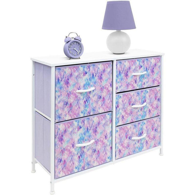 Sorbus 5-Drawer Tie-Dye Fabric Nursery Dresser with Steel Frame