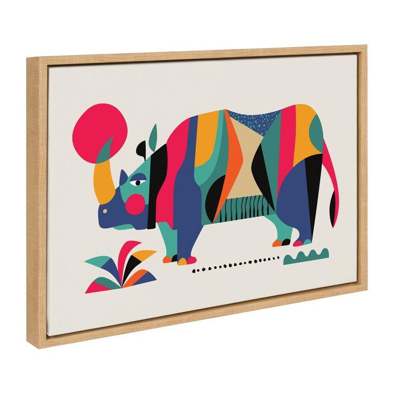 18" x 24" Sylvie Rhinoceros Framed Canvas Wall Art by Rachel Lee Natural - Kate and Laurel