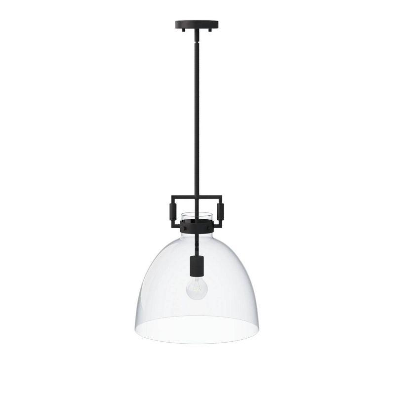 Black Glass Dome Pendant Light with Adjustable Cord