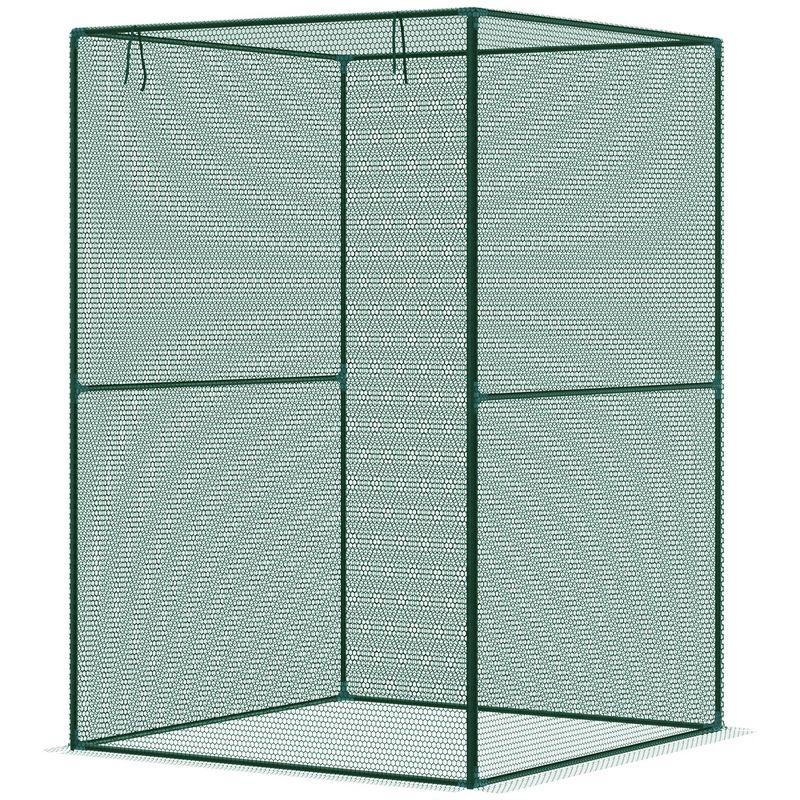 Outsunny Crop Cages for Garden, Plant Protectors from Animals, with Zippered Door, Storage Bag and 6 Ground Stakes