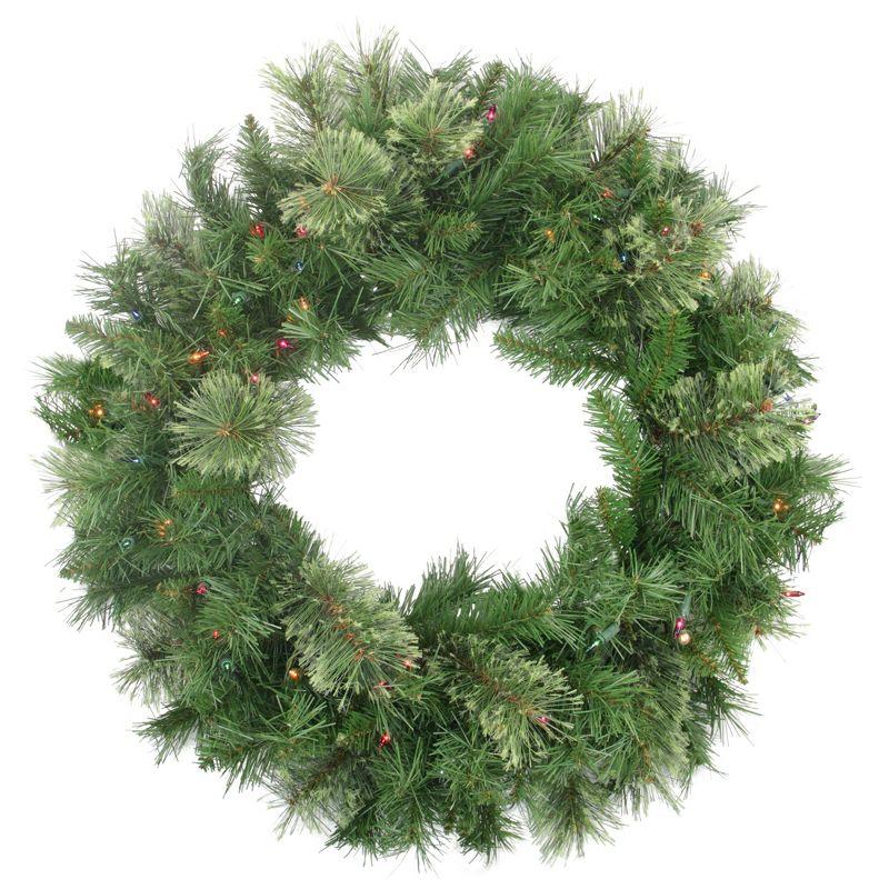 Woodland Charm 18" Pre-Lit Pine Artificial Christmas Wreath with Multicolor Lights