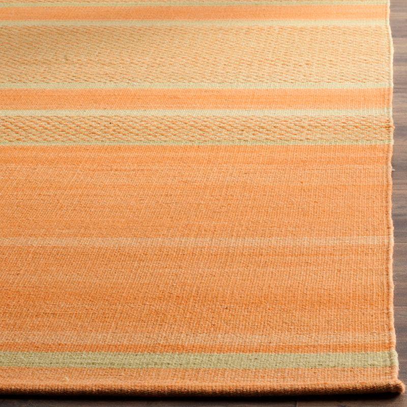 Bennett Hand Woven Flat Weave Wool/Cotton Striped Rug in Orange/Lime
