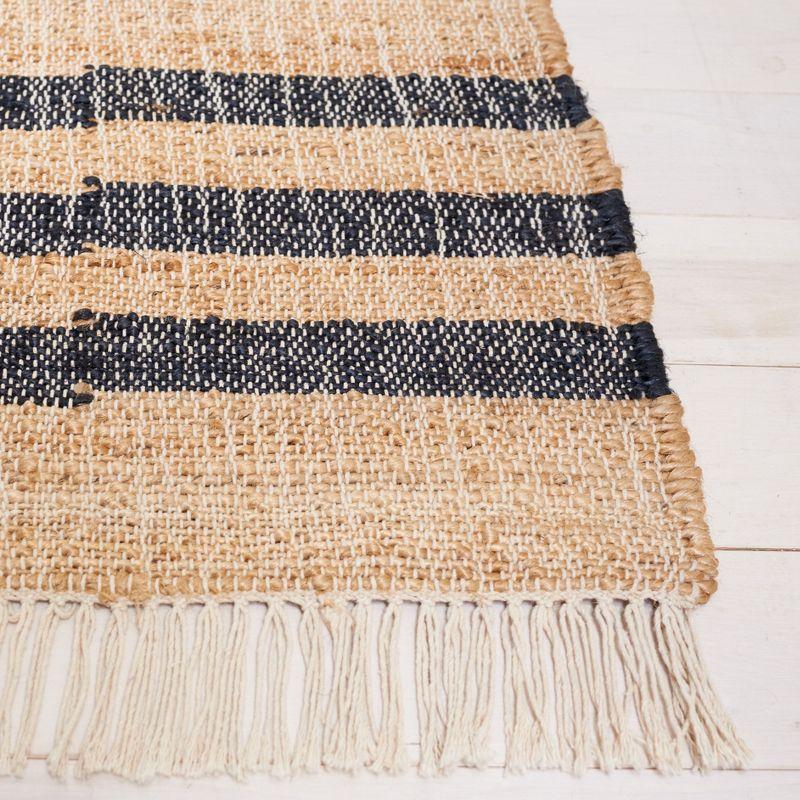 Bohemian Nomad Black Cotton 8' x 10' Handwoven Kilim Area Rug