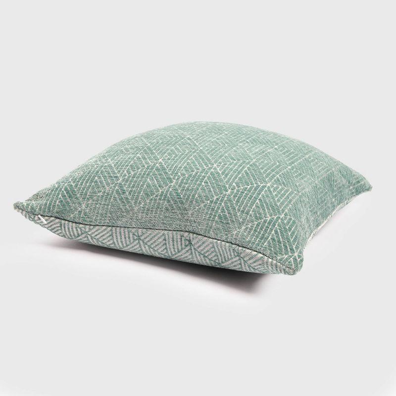 Geometric Chenille Woven Jacquard Reversible Throw Pillow - freshmint