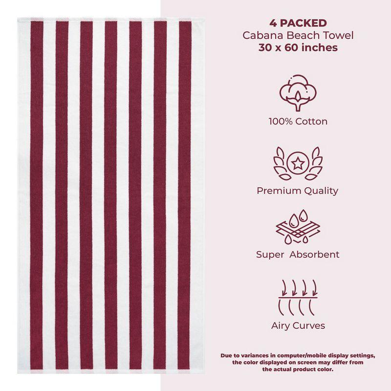 American Soft Linen Beach Towel, 100% Cotton Cabana Striped Beach Towel, 30 in by 60 in Soft Absorbent Beach Pool Towel
, Bordeaux