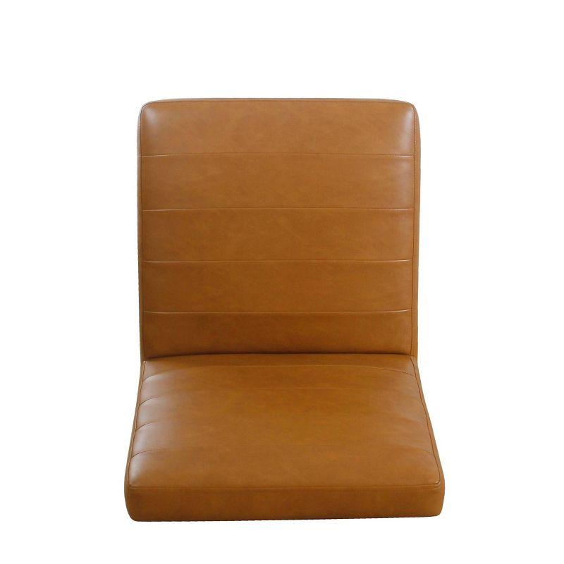 Channeled Metal Dining Chair Carmel Faux Leather - HomePop: Modern Upholstered, Spot Clean, 250lb Capacity