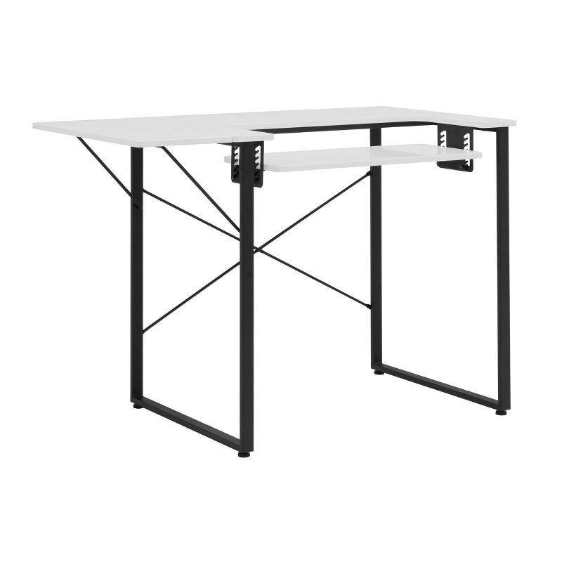 White and Black Adjustable Sewing Machine Table with Folding Top