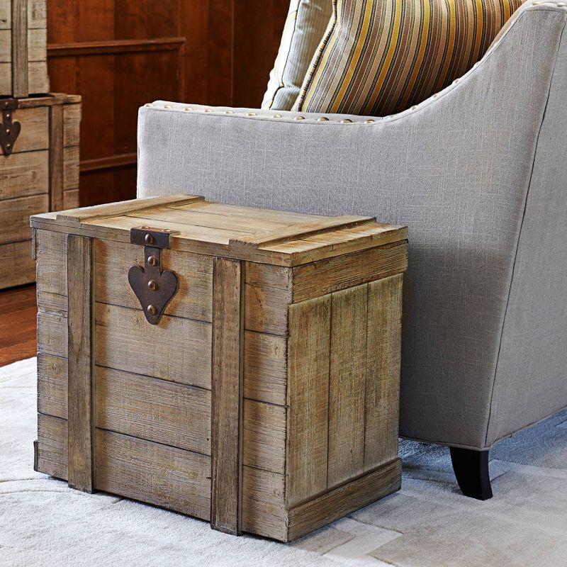 Small Antiqued Gray Wooden Decorative Storage Trunk