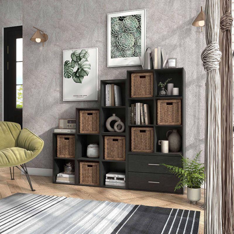 Black 6-Cube Stackable Wood Modular Bookcase