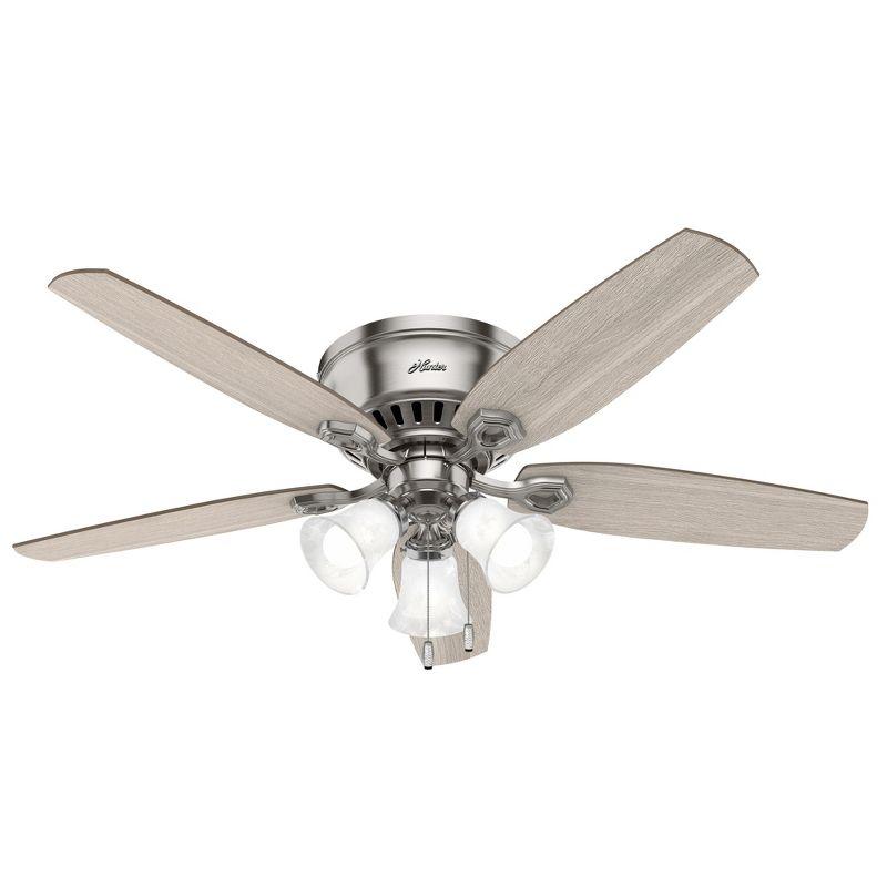 Builder Low Profile 52" 5 - Blade Flush Mount Ceiling Fan with Lights and Pull Chains