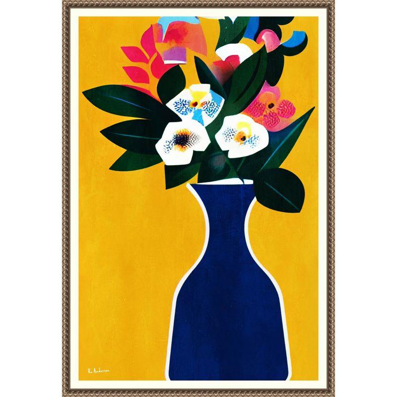 Sunshine Flowers Abstract Canvas Print with Bronze Frame