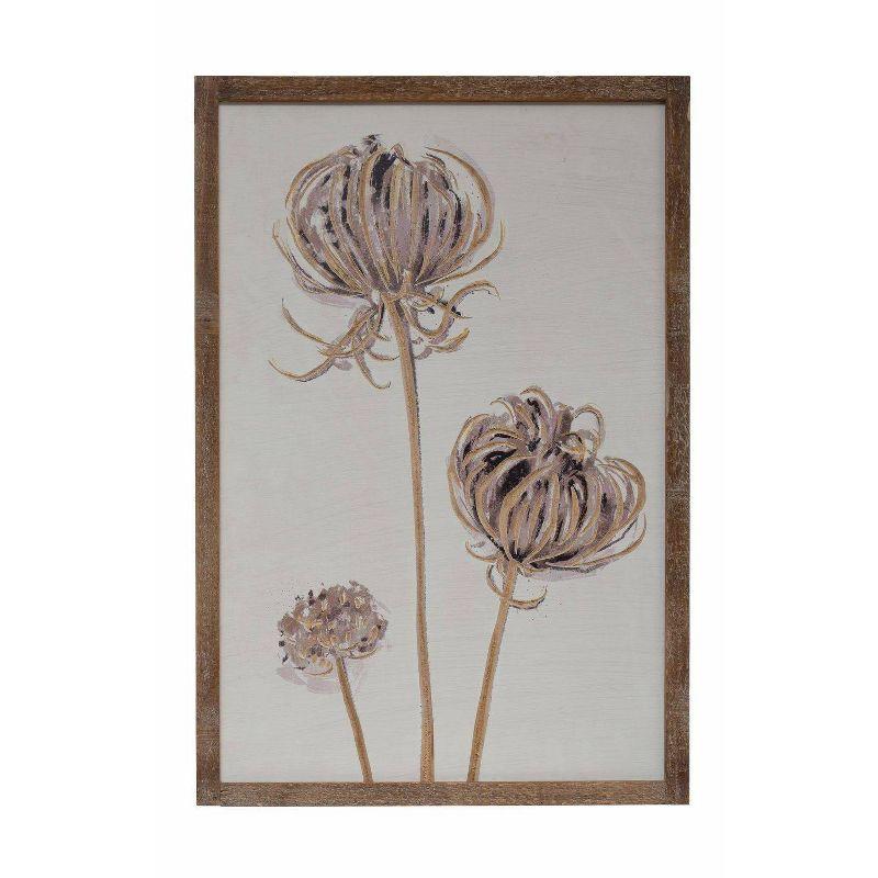 Storied Home (Set of 2) 20.25" x 30" Engraved Wood Wall Decor with Flower : Botanical Art, Vertical Display