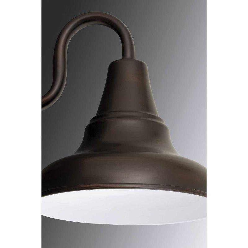 Progress Lighting District 1-Light Outdoor Wall Lantern, Porcelain, Textured Black, Metal Shade