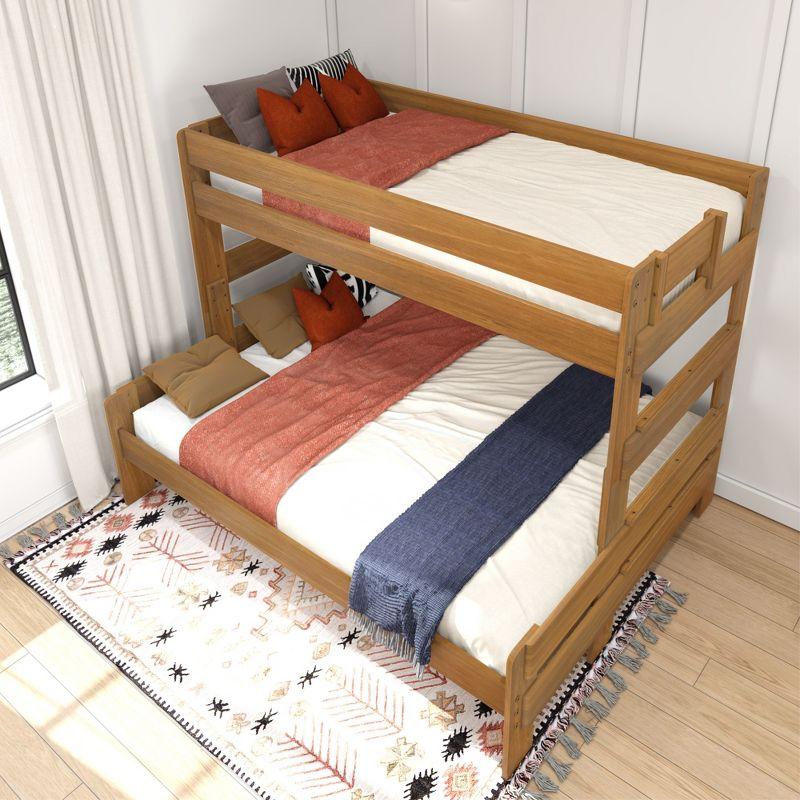 Max & Lily Solid Wood Bunk Bed, Twin XL over Queen Modern Farmhouse Platform Bed Frame For Kids