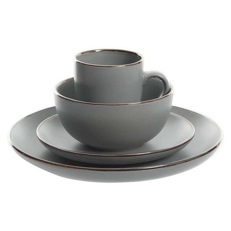 Gibson Home Rockaway Gold 16-Piece Dinnerware Set - Matte Gray