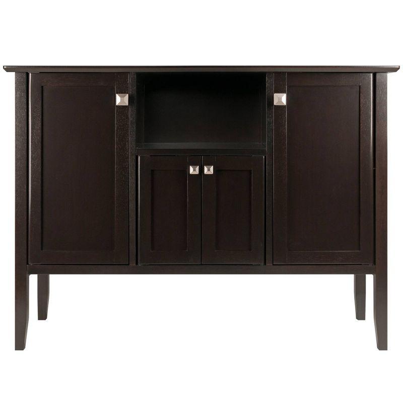 Elegant Transitional Melba Sideboard in Rich Coffee Finish with Satin Nickel Knobs