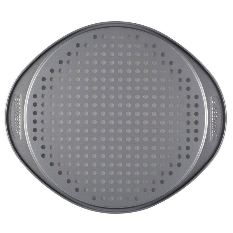 Farberware Nonstick 13" Pizza Crisper: Steel Round Baking Dish, Hand Wash, Gray, Nonstick Cooking Surface