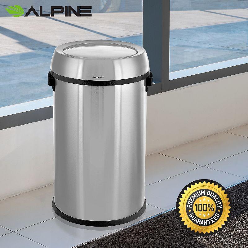 Stainless Steel Swing Top Trash Can - 17 Gallons