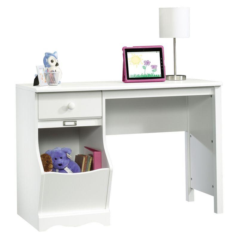 Soft White Versatile Child's Desk with Storage Drawer and Bin