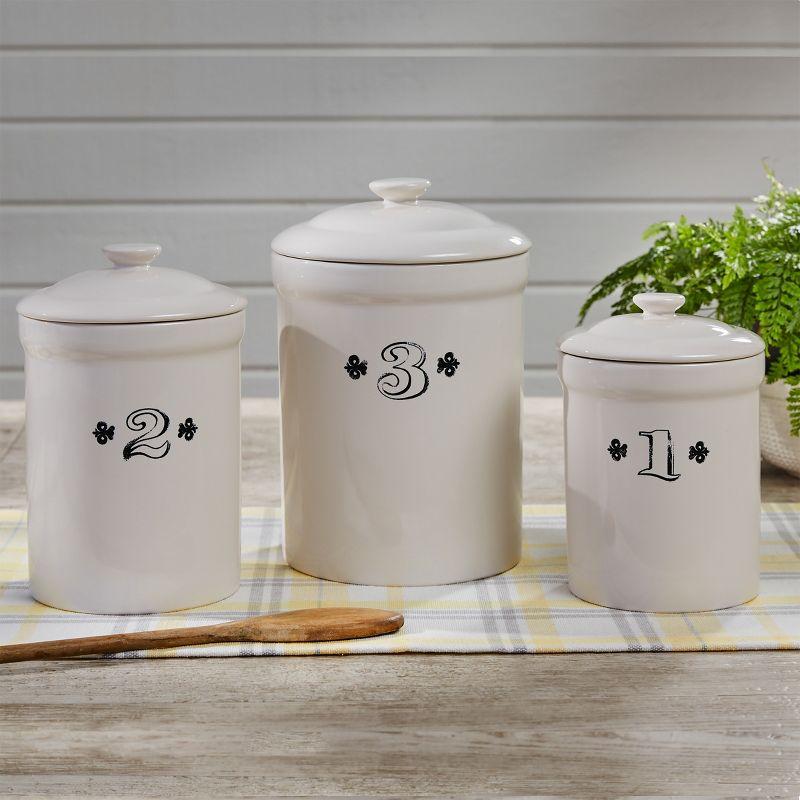 Cream Ceramic Numbered Canister Set with Airtight Lids