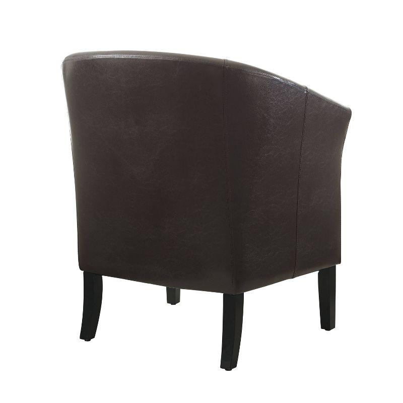 Simon Brown Faux Leather Barrel Accent Chair