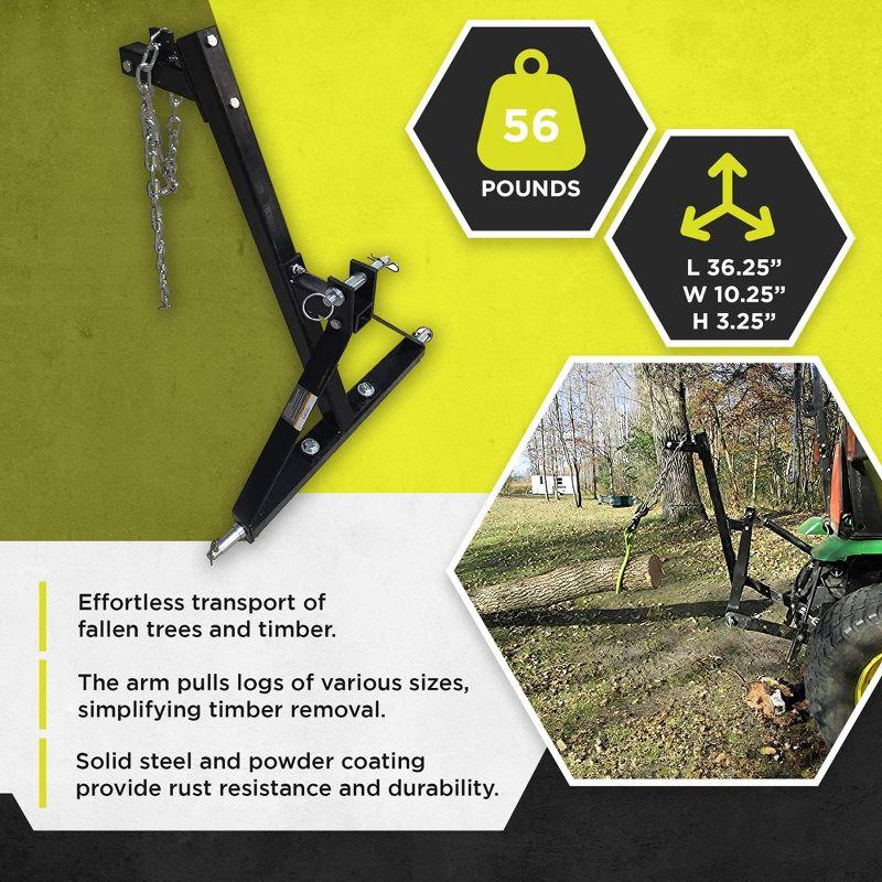 Timber Tuff 3 Point Log Skidding Arm for Category 1 Lawn Tractors