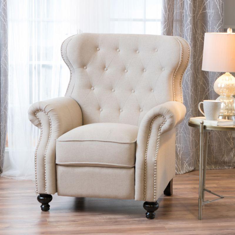 Crestview Cream Spot Handcrafted Recliner Accent Chair