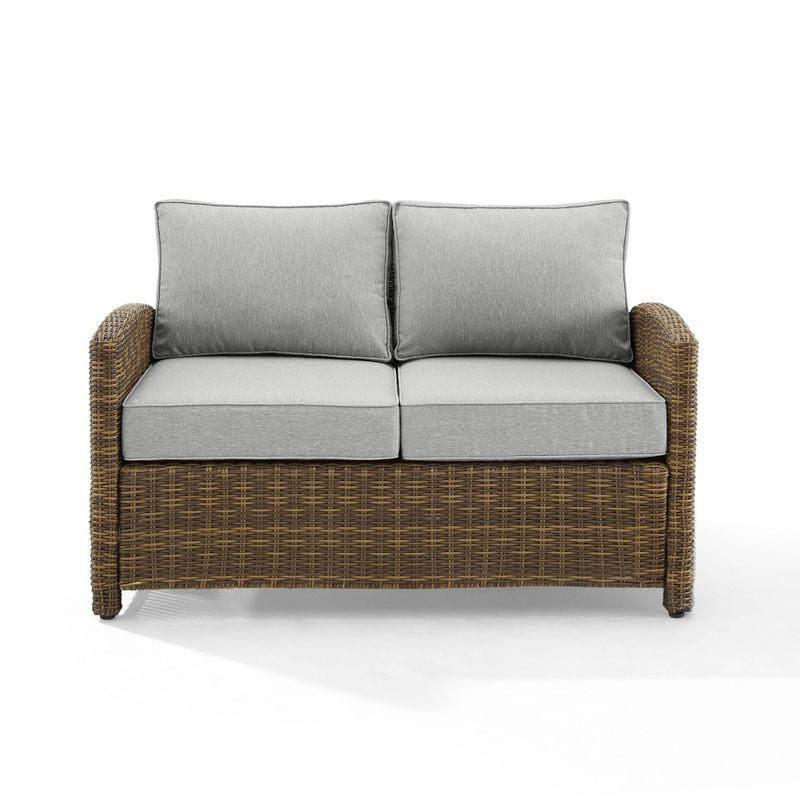 Bradenton Outdoor Wicker Loveseat: Steel Frame, Moisture-Resistant Cushions - Crosley