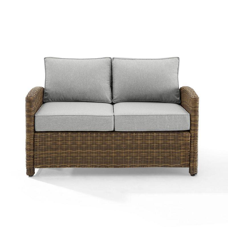 Bradenton Gray and Brown Wicker Outdoor Loveseat