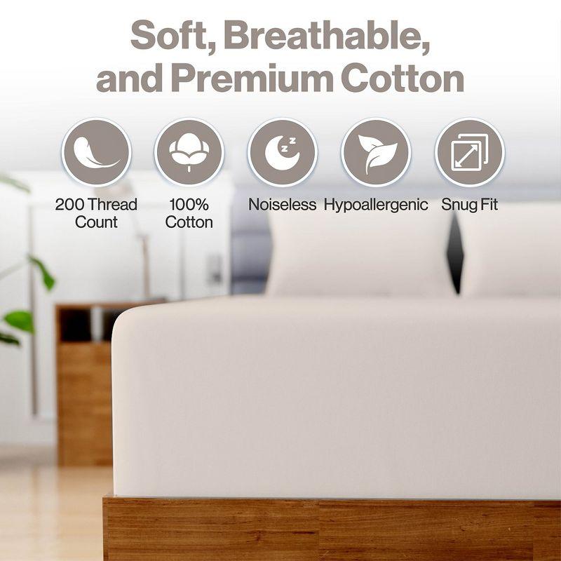 Superity Linen Fitted Sheet - 100% Premium Cotton - 200 Thread Count