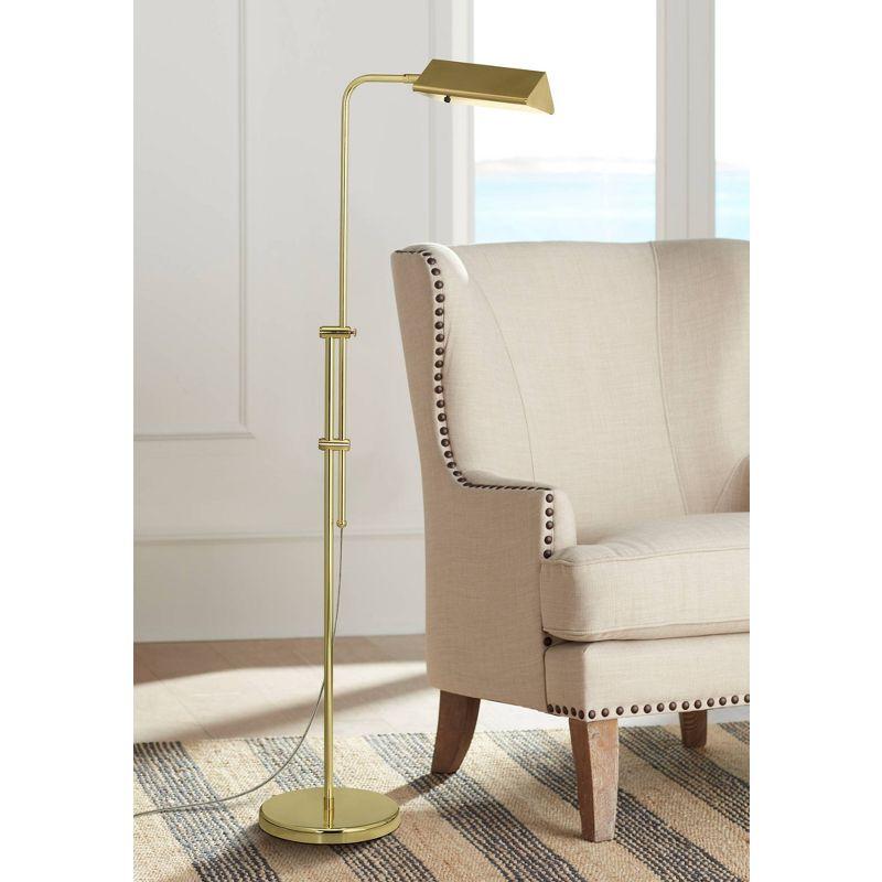 Regency Hill Traditional Adjustable Pharmacy Floor Lamp 54" Tall Brass Adjustable Metal Head for Living Room Reading Bedroom Office