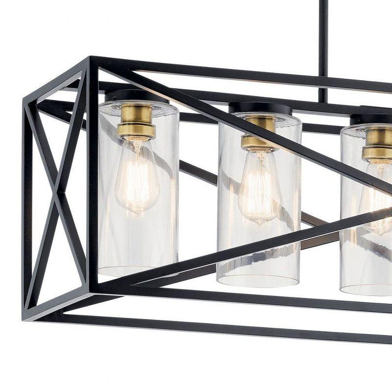 Moorgate 36" 5 Light Linear Chandelier with Clear Glass in Black and Brass