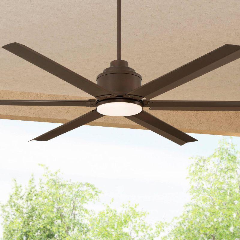 65" Casa Vieja Ultra Breeze Modern Indoor Outdoor Ceiling Fan with Dimmable LED Light Remote Control Oil Rubbed Bronze Wet Rated for Patio Exterior