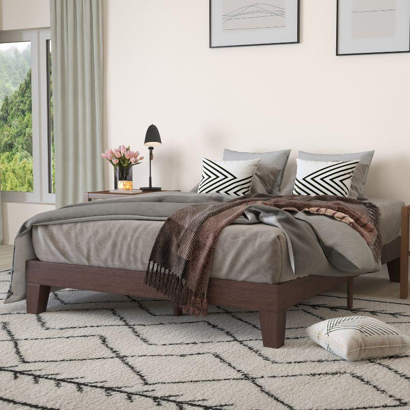 Merrick Lane Eduardo Platform Bed Frame, Solid Wood Platform Bed Frame With Slatted Support, No Box Spring Needed