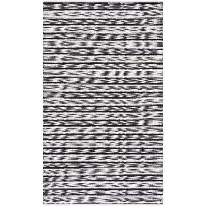 Coastal Montauk 8' x 10' Black and Ivory Handwoven Wool-Cotton Rug