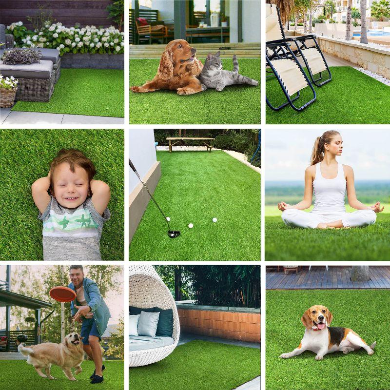 World Rug Gallery Artificial Turf Solid Grass Indoor Outdoor Area Rug