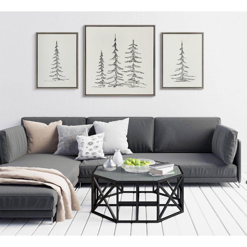 (Set of 2) 18" x 24" Sylvie Minimalist Evergreen Trees Sketch Framed Canvas Set Gray - Kate & Laurel All Things Decor