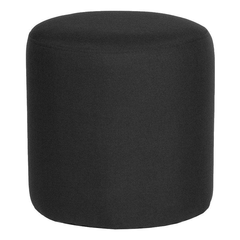 Emma and Oliver Taut Upholstered Round Ottoman Pouf in Black Fabric