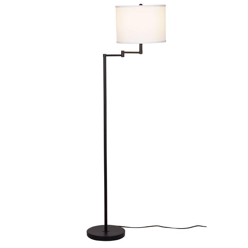 Cresswell Lighting 60" Swing Arm Floor Lamp Black: Linen Shade, Metal Body, UL Listed