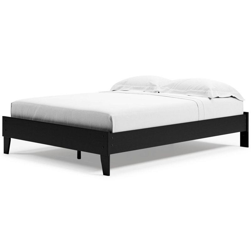 Signature Design by Ashley Queen Finch Platform Bed Black : Modern Style, MDF Frame, No Box Spring Needed