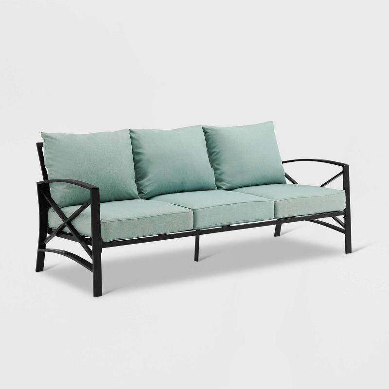 Kaplan Outdoor Metal Sofa Oil Rubbed Bronze with Mist Cushions - Crosley: Steel Frame, UV-Resistant, 3-Seater